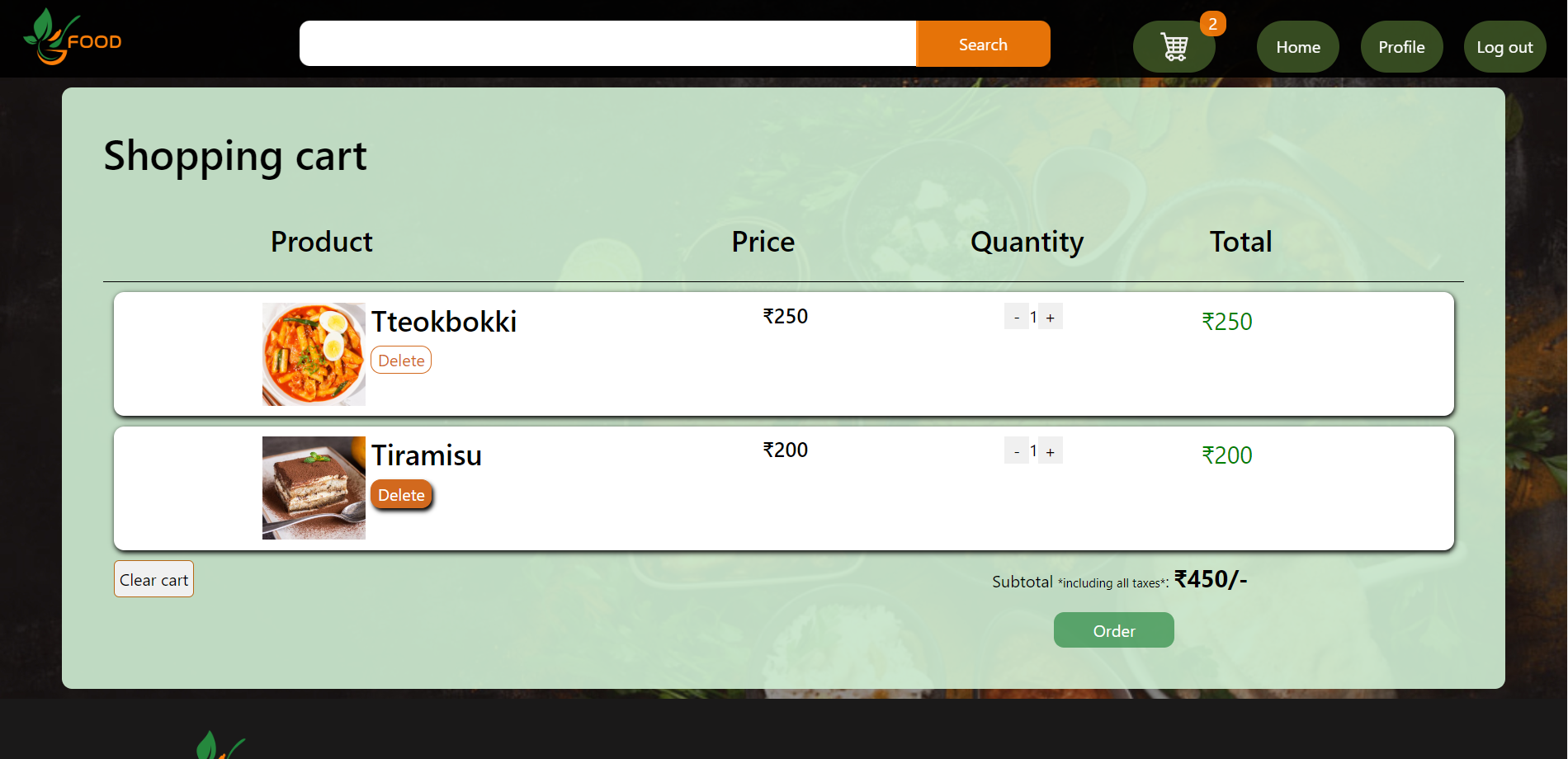 Cart Page