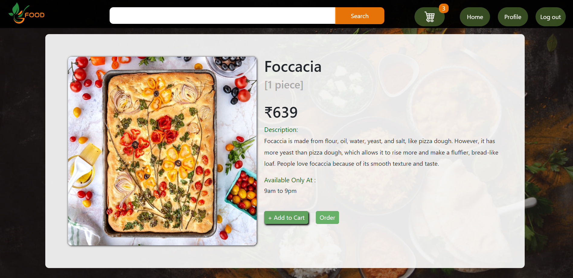 Single Food Page